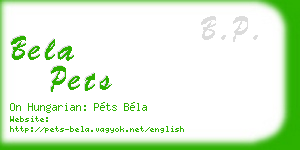 bela pets business card